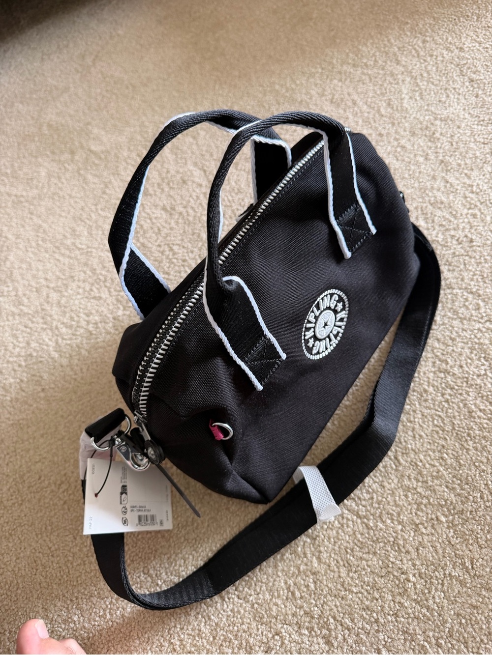 Kipling Black Duffel Bag with Pink Charm Accent - Picture 3 of 5